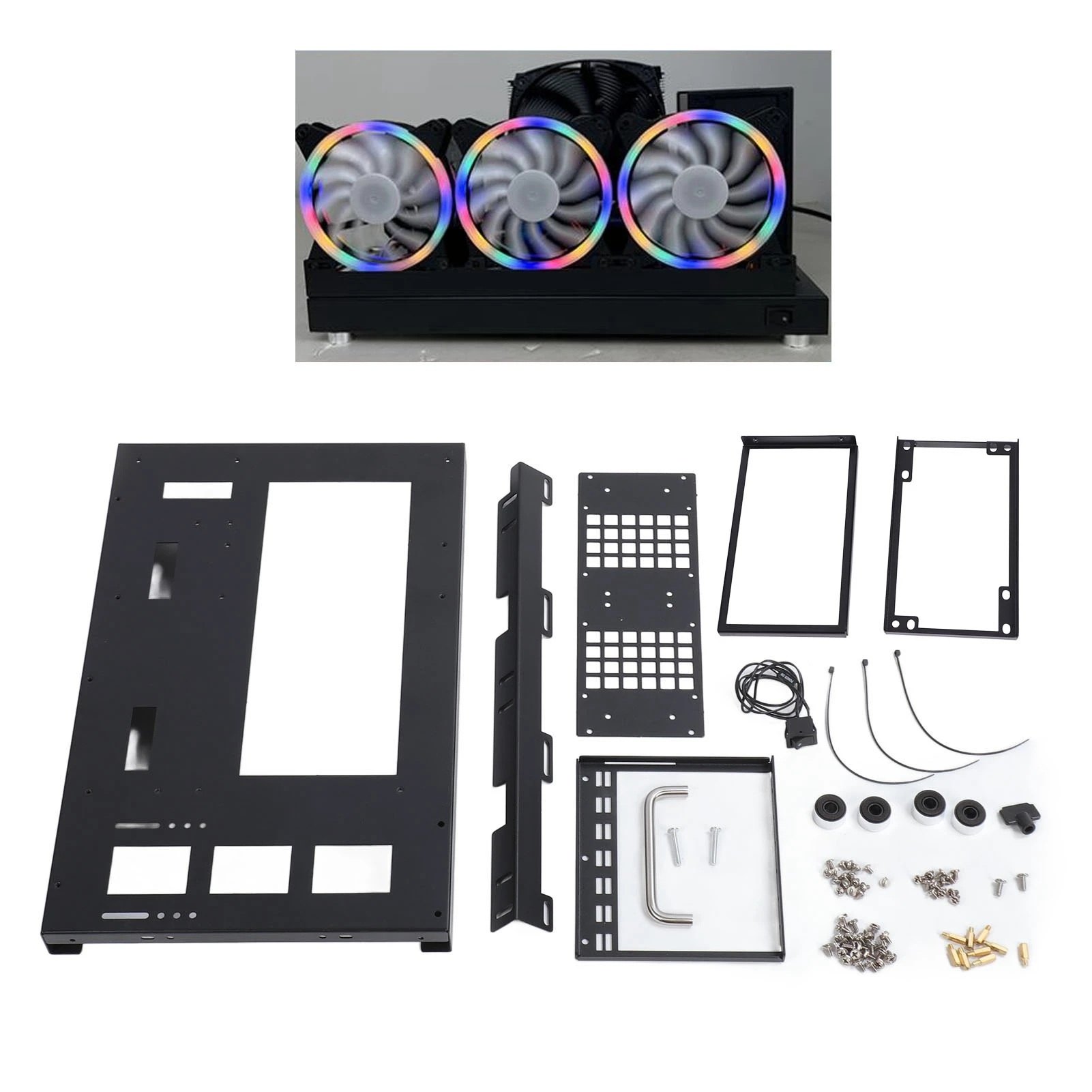 PC Case PC Chassis Computer Chassis Frame Computer Open Case Bracket Powerful Cooling Heat Dissipation Steel Plate DIY Computer Motherboard Case Rack for ATX M ATX ITX