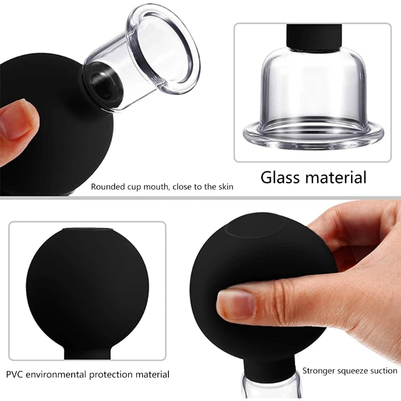 4 Pcs Anti Cellulite Suction Cup Ventosa Silicone Ball Glasses Jar Vacuum Cupping Set Cans Body Face Massager Drop Shipping 3