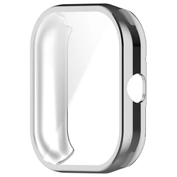 Redmi Watch 4 Premium Protective Strap Set with Tempered Glass and Plated Silicone Band (19 silver)