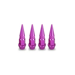 Spiked Bullet Valve Caps - Dustproof Tire Covers for Cars and Motorcycles (Set of 4) (QMM-DK-Purple)
