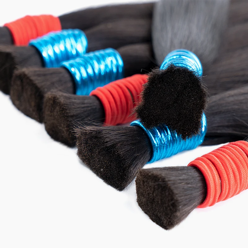 Extensiones de cabello No Weft 100% Indian Remy Human Hair Straight Bundles 100g Natural Braiding Hair Extensions