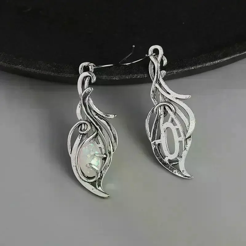 1 Pair Elegant Jewelry For Festivals And Special Occasions Silver Bohemian Opal Pendant Earrings Wedding Anniversary Accessories