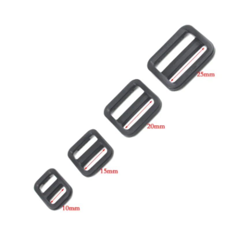 Set 6 Fibbie A Sgancio Rapido 25 Mm Con Cursori Tri-Glide Per Zaini, Borse E Cinghie - Nero