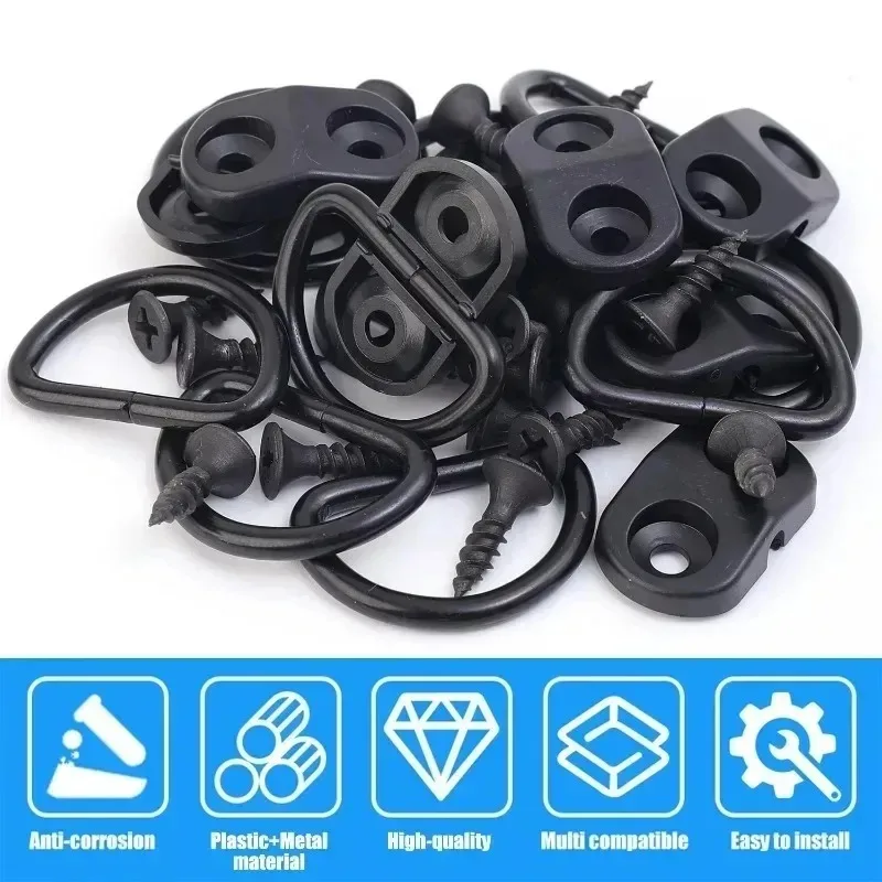 Car Cargo Net Floor Hook Accessories Rear Trunk Boot Cargo Floor Net Tie Down Hook Ring Loop Hanging Flat Screen Net Fix 4Set