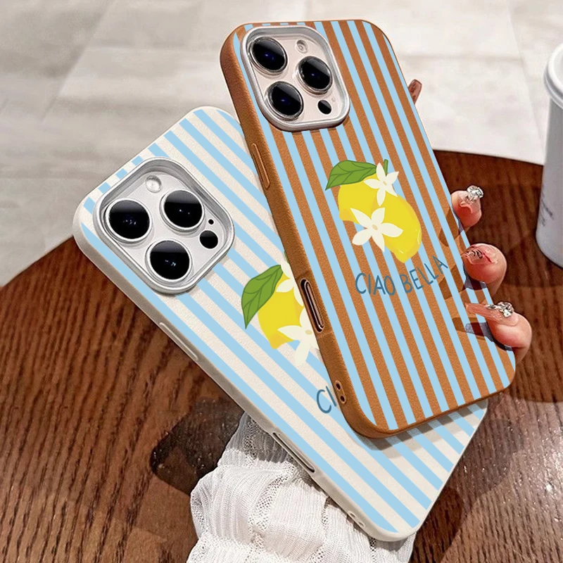 Lemon Striped Retro Design Lichee Pattern Phone Case Cover