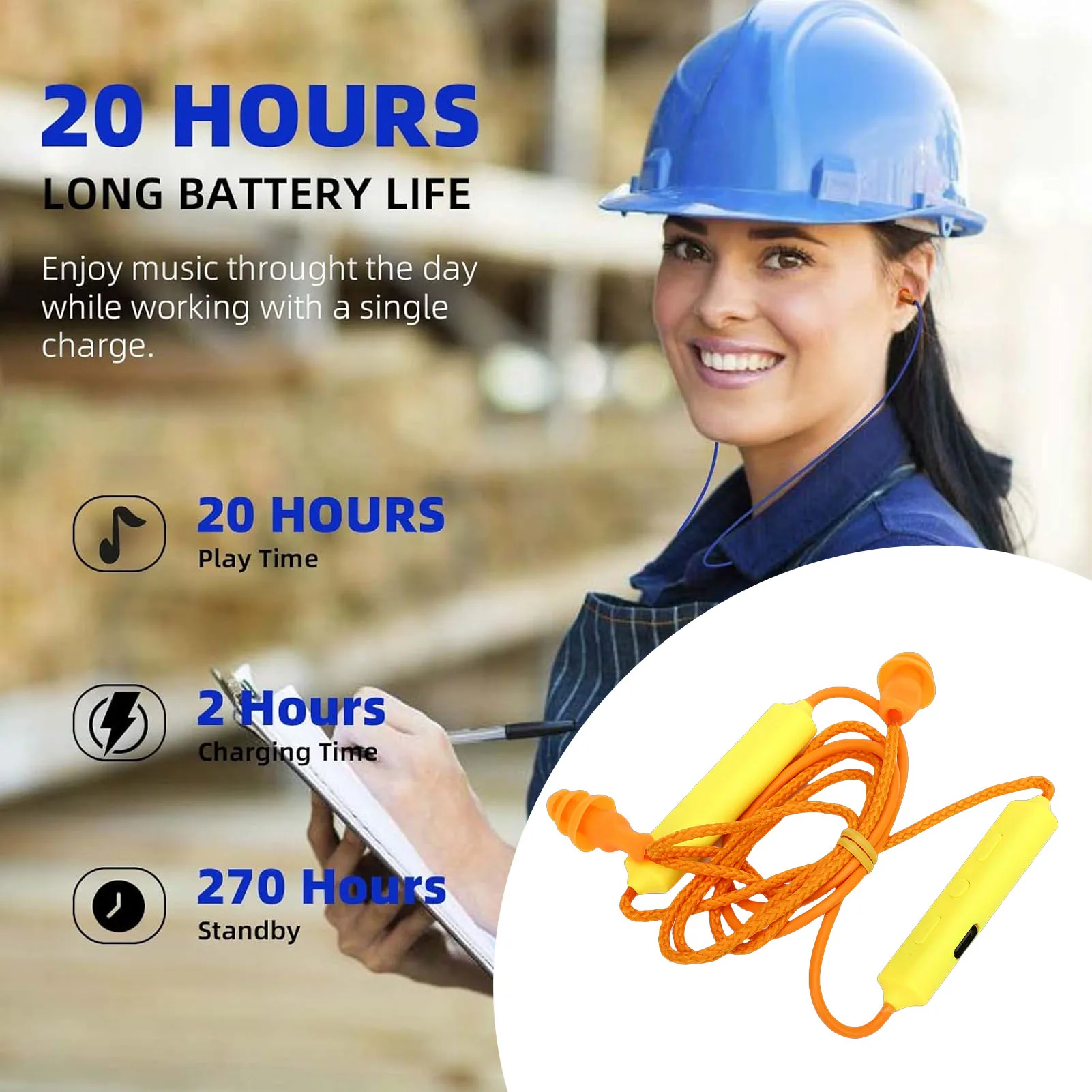 Wireless Noise-Canceling Earplugs for Work and Loud Environments