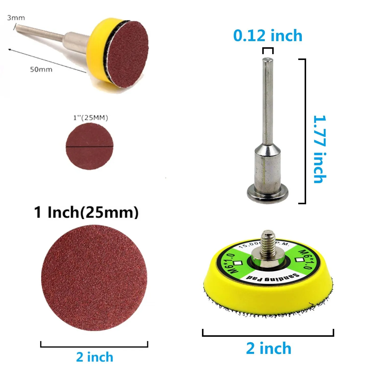 102/52pcs DIY flocking sanding discs pad kit 1/2/3 Inch Grit Abrasive Polish Wheel Wood Sanding Paper Set for Dremel Rotary Tool