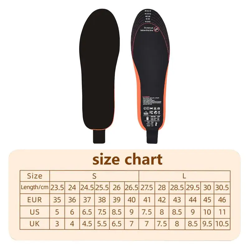 USB Electric Battery Rechargeable Heated Shoe Insoles Waterproof Foot Warmer APP Control for Men Women Skiing Hunting Hiking