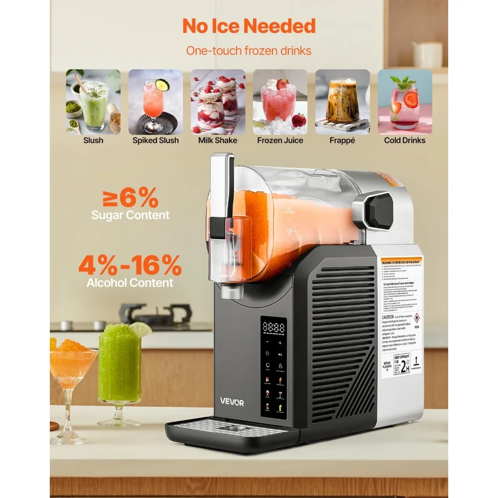 VEVOR 2L Slushie Maker - No Ice Required Frozen Drink Machine with 6 Pre-set Programs for Home Use
