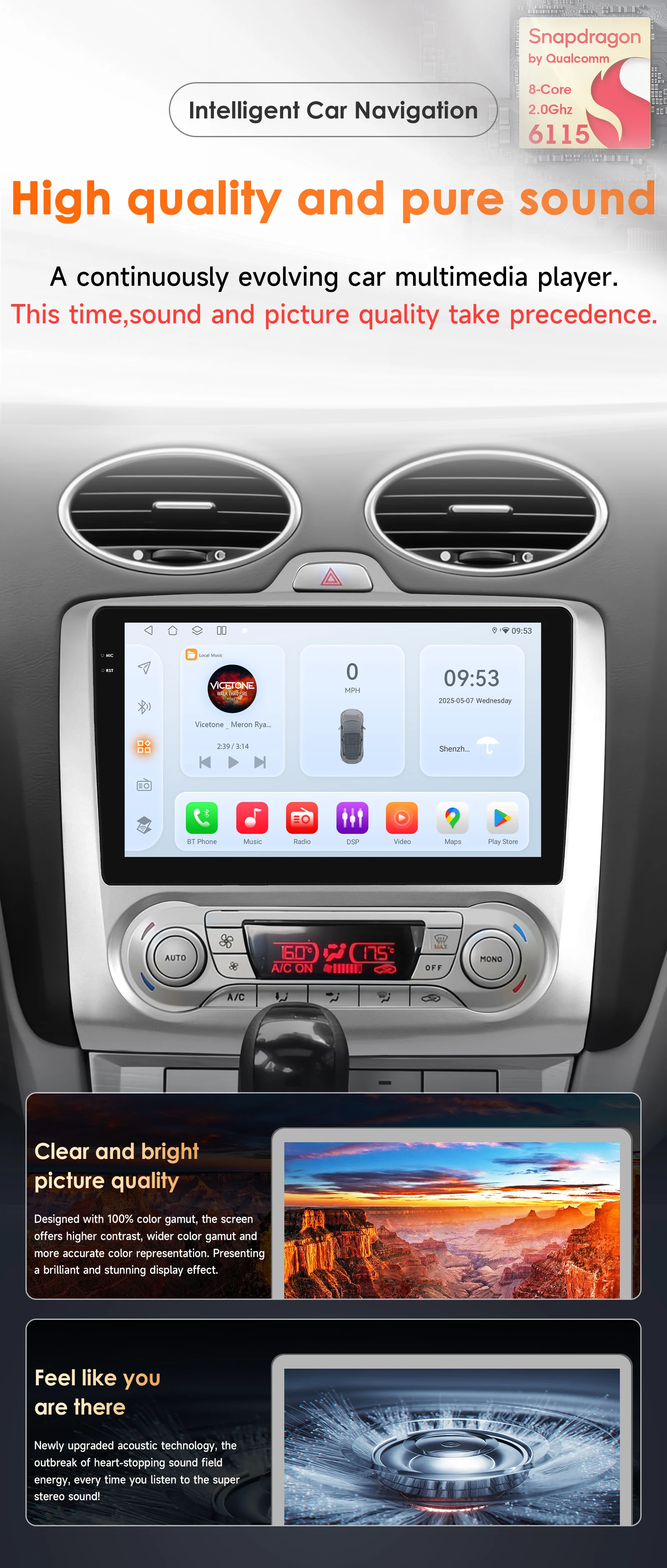 Hizpo Android Auto Auto Radio Für Ford Focus 2 3 Mk2/Mk3 Exi AT 2004-2011 Multimedia Video Player GPS 4G Carplay Stereo Kopf Einheit – Detail 3