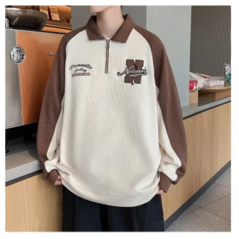 Men's Spring and Autumn Sweater American Light Luxury Fashion Trend Loose Top Casual Versatile Boys' High Luxury Coat K0024