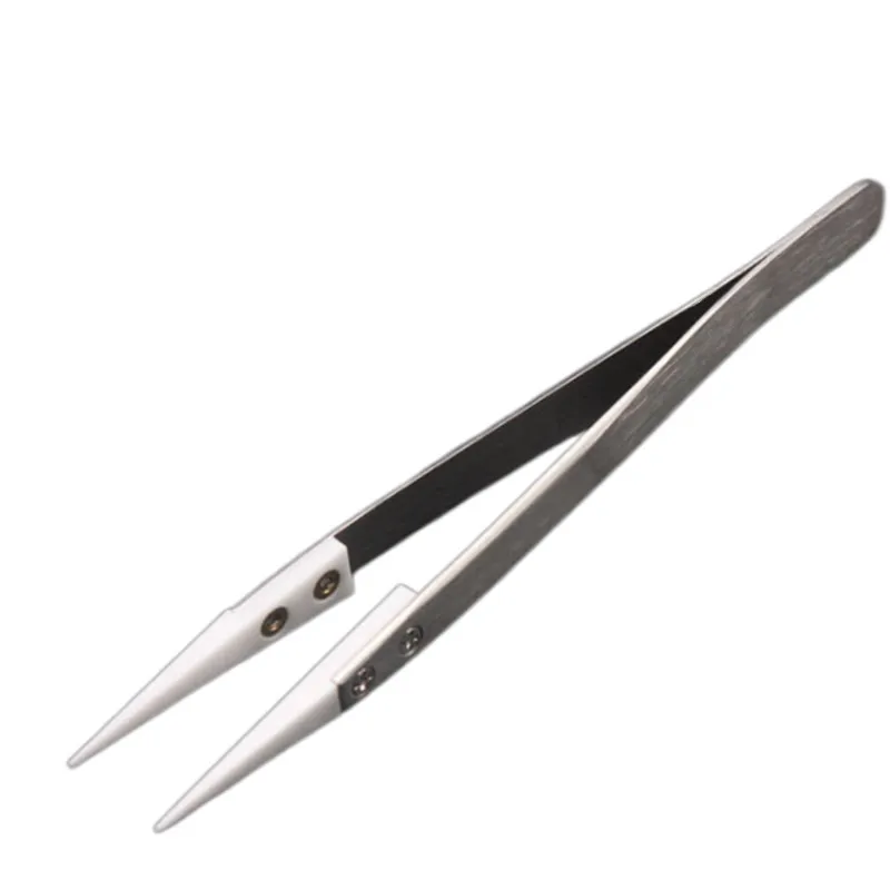 Straight Aimed Ceramic Tweezers for Electronics Soldering with Stainless Steel Handle Black Tweezers Hand Tool Precision Tweezer tweezer tool,precision tweezers,soldering tweezers,ceramic tweezers