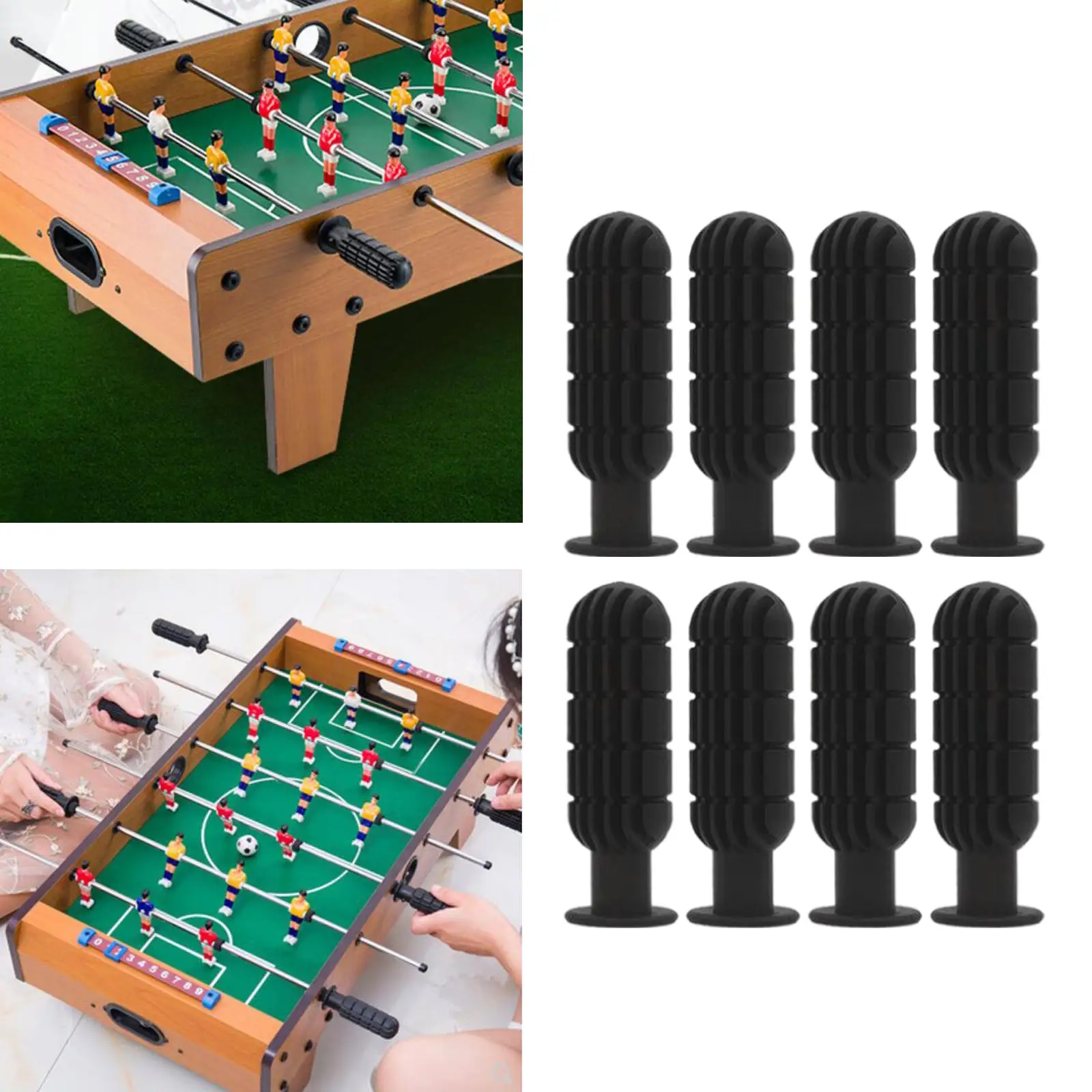 8Pcs Foosball Handle Grips 1/2 inch Foosball Rods Black Soccer Table Handles Replacement Handles