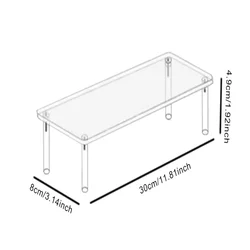 Multi - Tier Clear Acrylic Riser Display Shelf Stand for Cupcakes, Perfume, and Makeup Organizer (1 Tier 30x8cm)