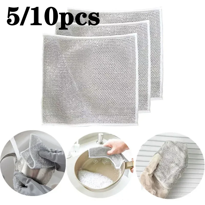 1PCS Silver Wire Dishwashing Cloth Rag Housekeeping Clean Tool Kitchen  Household