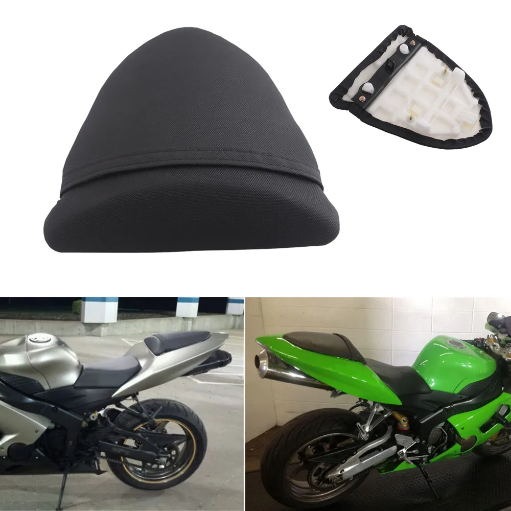 

Motorcycle Black Leather Rear Passenger Seat Pillion Cushion For Kawasaki Ninja ZX6R 2005 2006 ZX10R 2006 2007 ZX 6R 10R New