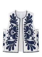 HH Women Floral Embroidered Vest Top Summer Casual Vintage Y2k Cardigan Waistcoat Woman Chic Loose Outerwear Vsets - Image 5