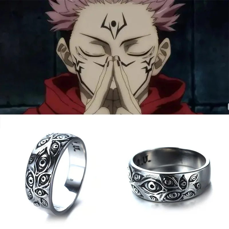 

Anime Jujutsu Kaisen Ryomen Sukuna Itadori Yuji Ring Cosplay Metal Rings Jewelry Prop Accessories