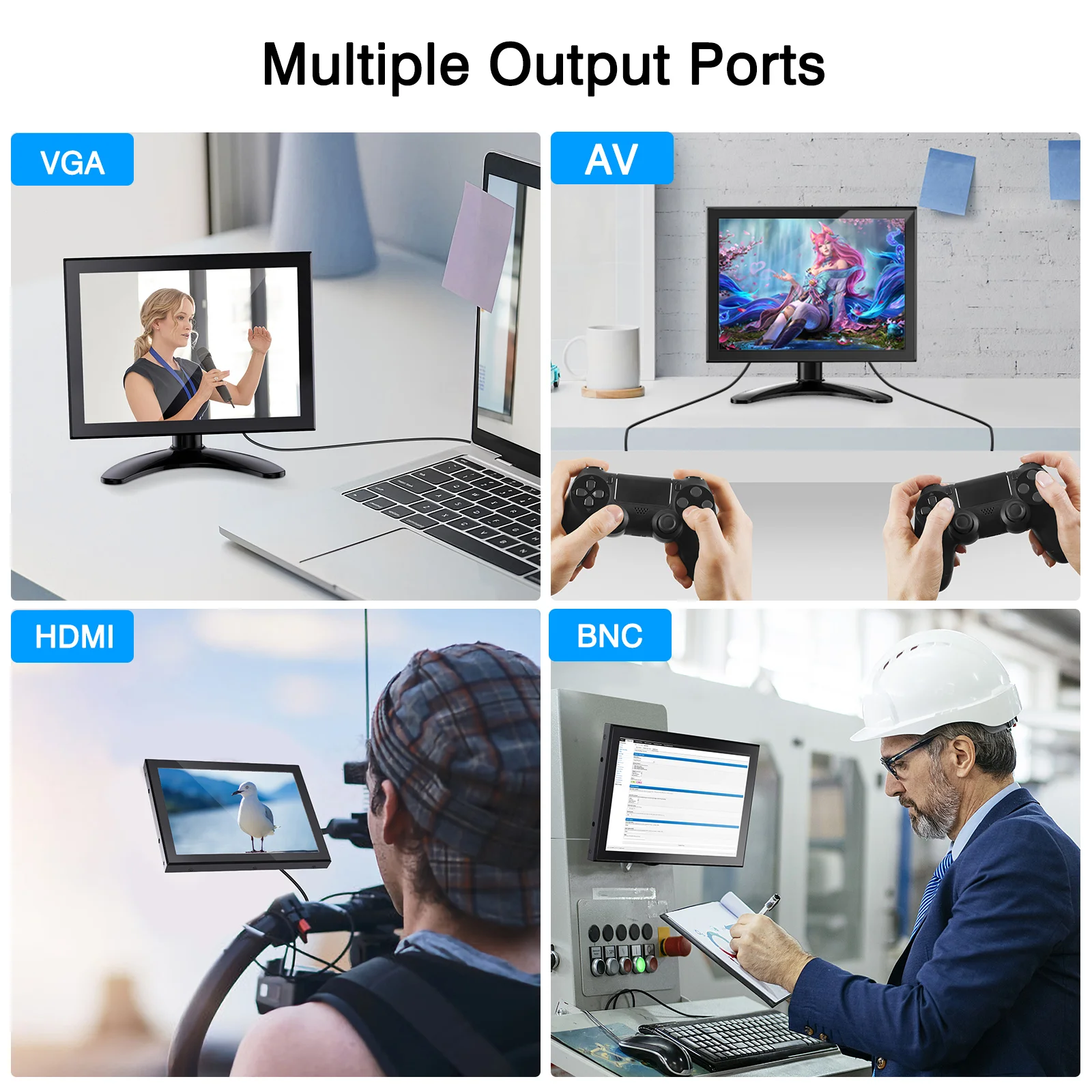 Miktver MK08-2 ÷ LCD ġũ , 8 ġ IPS ũž ÷, Ŀ , HDMI, VGA, BNC, AV Ʈ , DC12V   TV