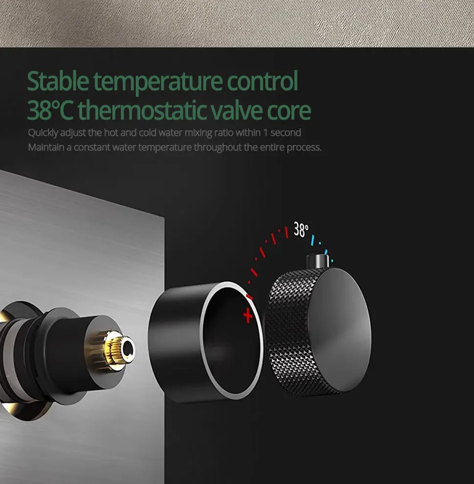 Description Picture 6 of itemWhite Ceiling Shower Faucet Wall Mounted Bathroom Shower Set Recessed Box Digital Display 2 function Control Valve Shower System