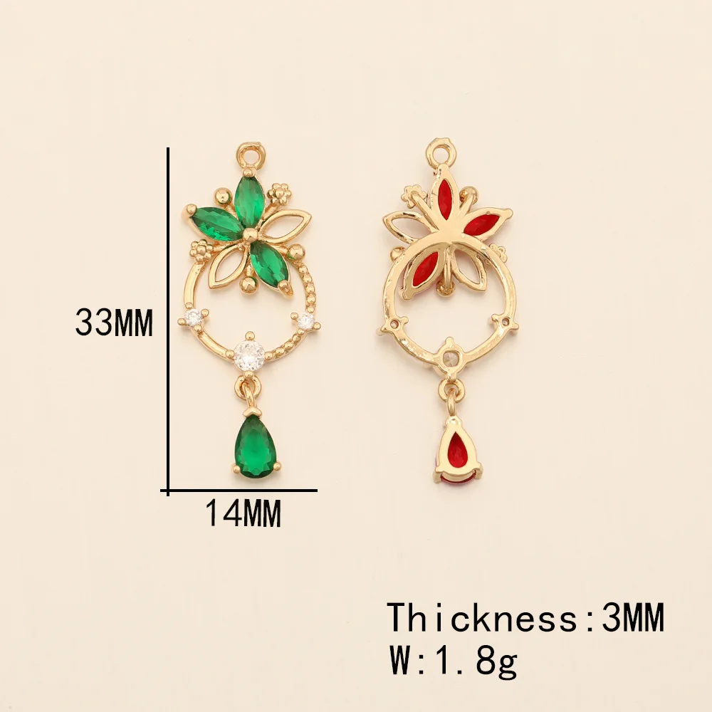 Cordial Design 14*33MM 50Pcs CZ Charms/Flower Shape/Hand Made/DIY Jewelry Parts/Jewelry Findings & Components/Rhinestone Pendant - cordial