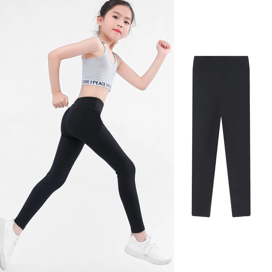 Spring Autumn Girl Pants Bobbi Pants High Waist Sport Leggings Slim Yoga  Pants For Children Kids Age 4-11T