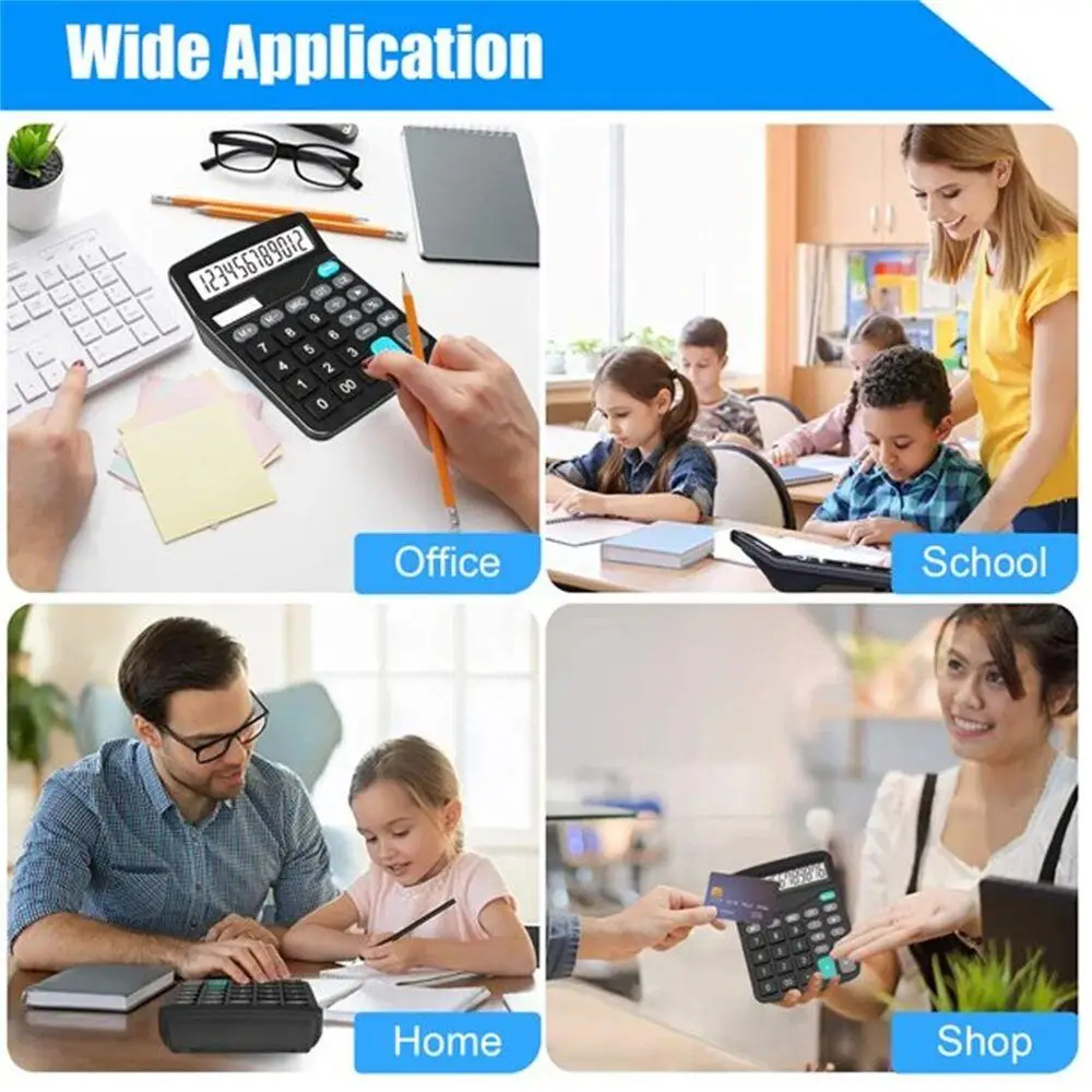 Solar/Battery Electronic Desk Calculator Extra Large Display Business 12 Digit