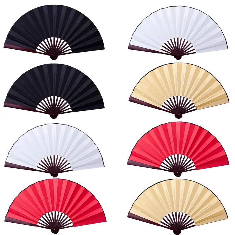 10.6 Inch/13 Inch Silk Cloth Blank Chinese Folding Fan Wooden Bamboo Antiquity Folding Fan For Calligraphy Painting Home Decor,folding fan,hand fan,wooden hand fan,silk fans