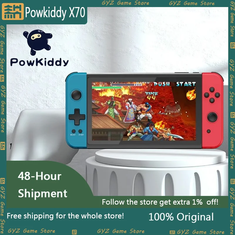 

New POWKIDDY X70 7 inch HD Screen Retro Handheld Game Console For PS1 FC Video Games Cheap Children's Gifts Support 2 Controller