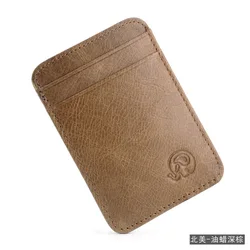 Minimalist Genuine Leather Slim Wallet - Front Pocket Card Holder (Coffee Brown)