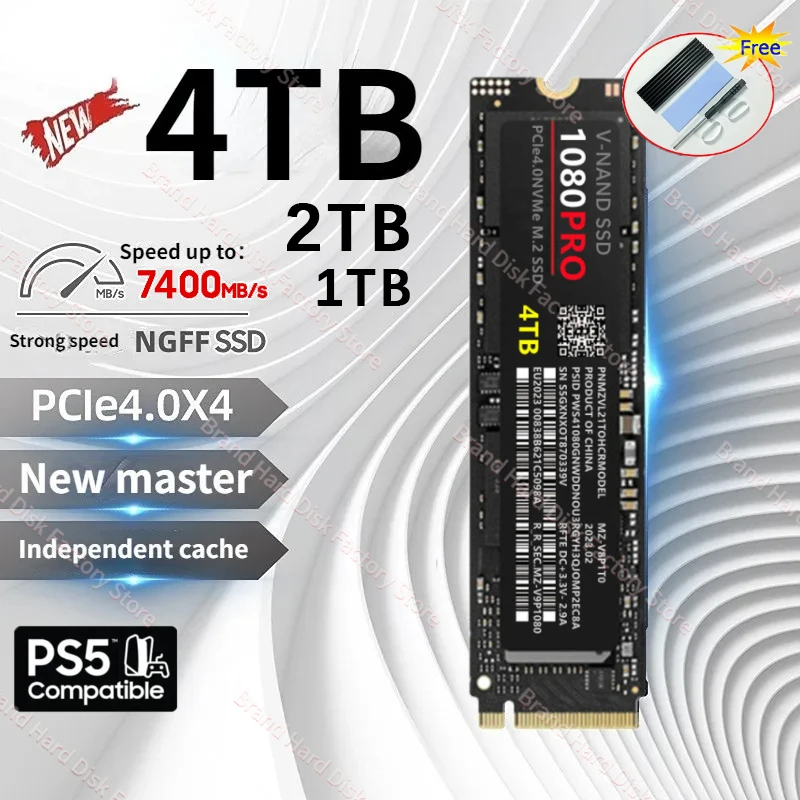 

1080PRO 4TB SSD Original Brand SSD M2 2280 PCIe 4.0 NVME Read 14000MB/S Solid State Hard Disk For Desktop/PC/PS5 Game Laptop