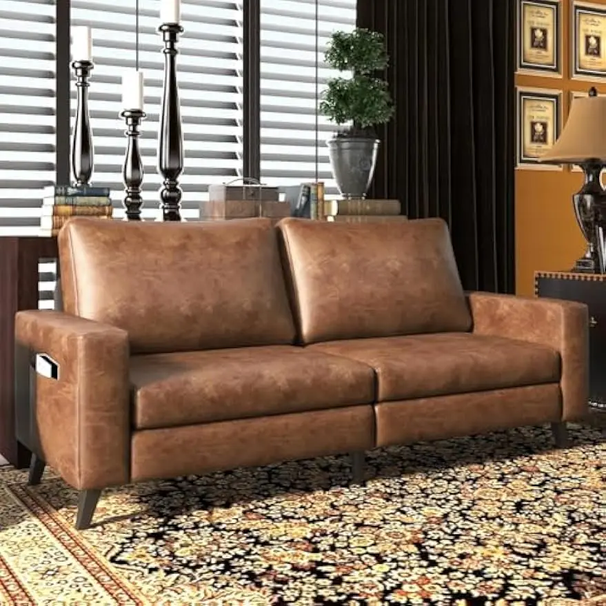 Description Picture 2 of itemSofa Couch for Living Room,Small Couches,Faux Leather Loveseat,Mid Century Modern Sofas,Brown Comfy Love Seat for Lounge, Office