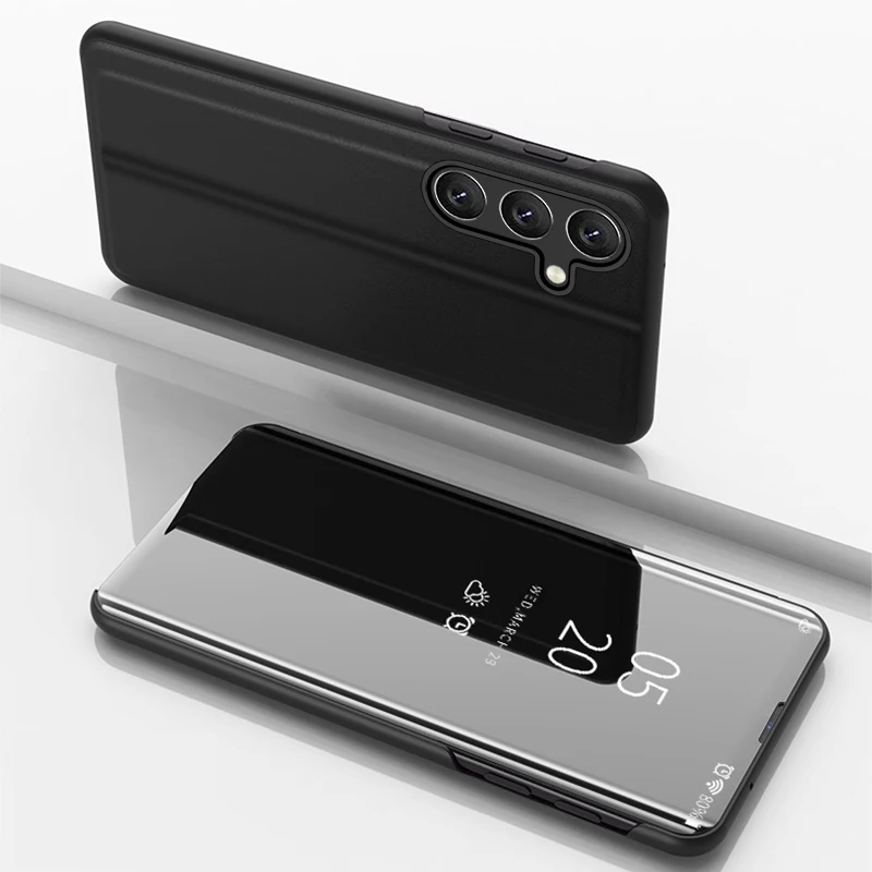 Premium Mirror Flip Stand Phone Case - Shockproof Luxury Design with Full Protection