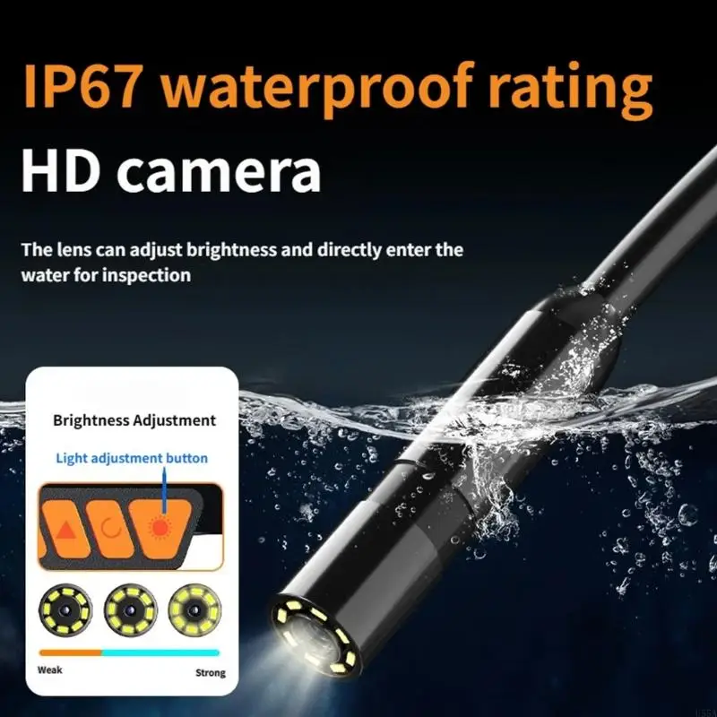 U55A는 기계적 점검을 위한 LED 빛으로 70도 화각 내시경을 방수 처리합니다.