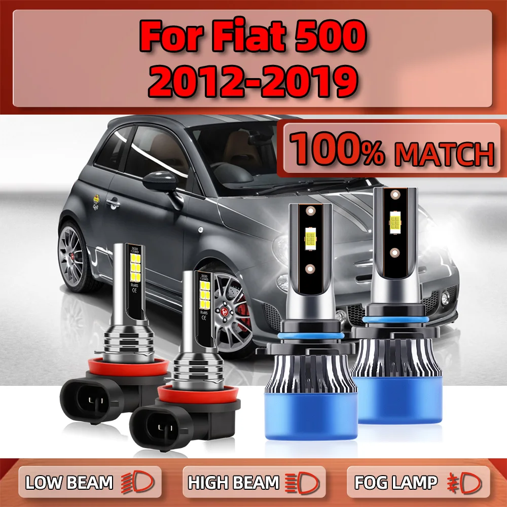 

40000LM Canbus LED Headlight Bulbs 12V Auto Fog Lights 6000K Turbo Lamps For Fiat 500 2012 2013 2014 2015 2016 2017 2018 2019