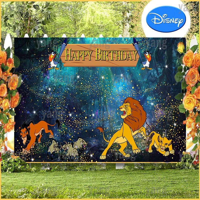 Disney Lion King Lovely Cartoon Simba Cute Glowworm Birthday Party Decoration Jungle Forest Background Photography Background