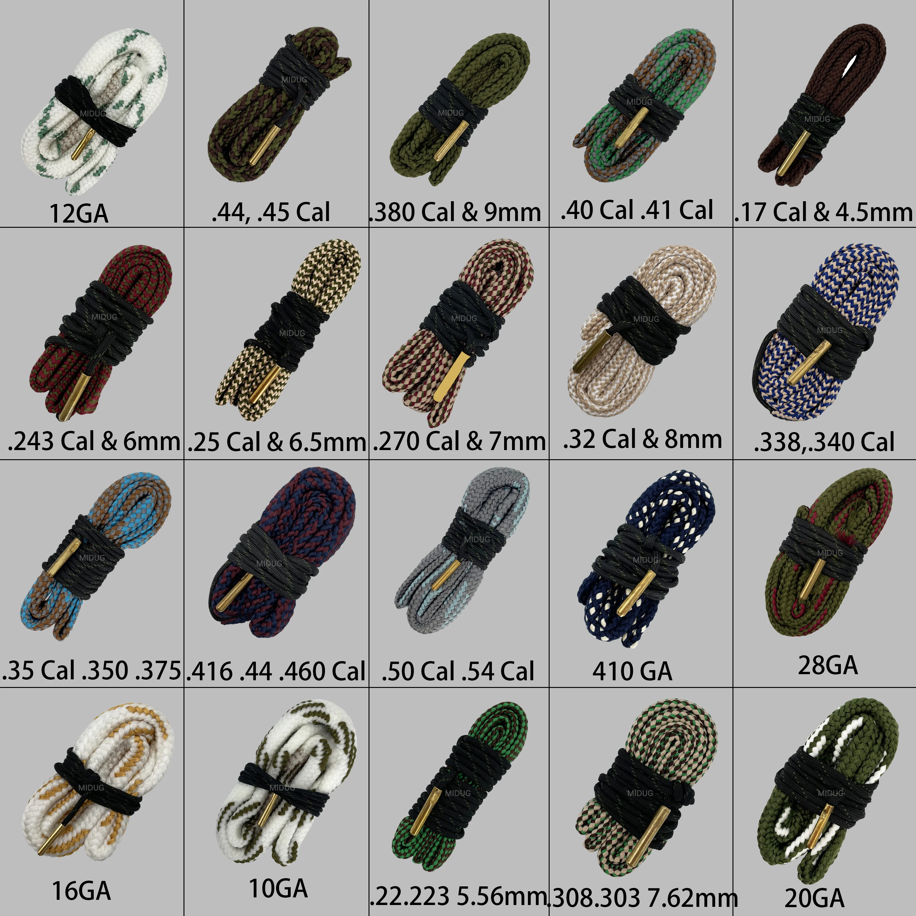 MIDUG Bore Cleaner Snake Gun Cleaning Kit for 17 .177 Cal .17HMR .17WMR & 4.5mm Barrel Brush Rope for Hunting Accessory Handgun 6