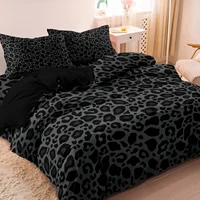 Ensemble de housse de couette à imprimé léopard foncé, 3 pièces (1 housse de couette + 2 taies d'oreiller), ensemble de literie de luxe imprimé haute définition 1