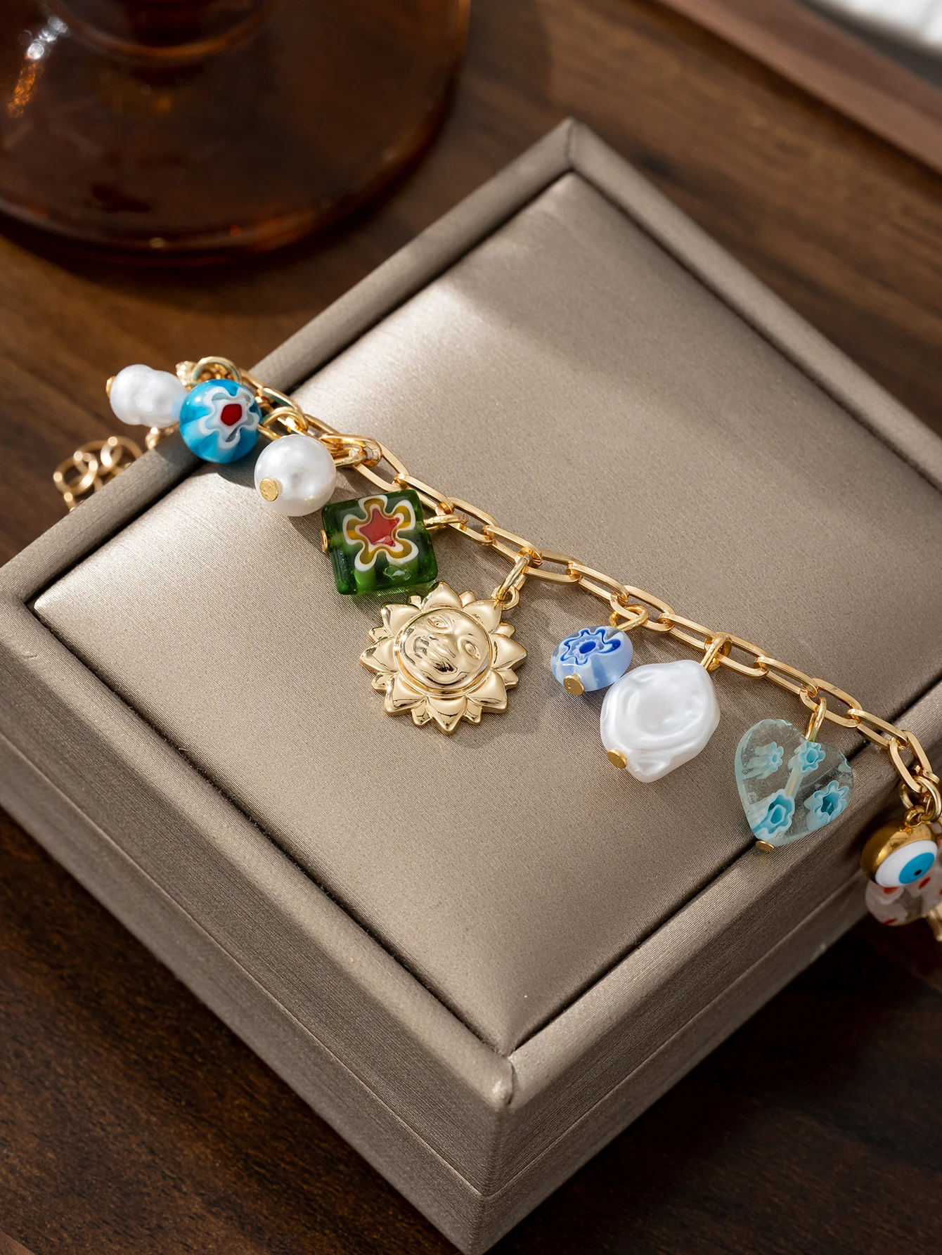 Multi Pendant Bracelet Copper Jewelry Womens Daily Accessories