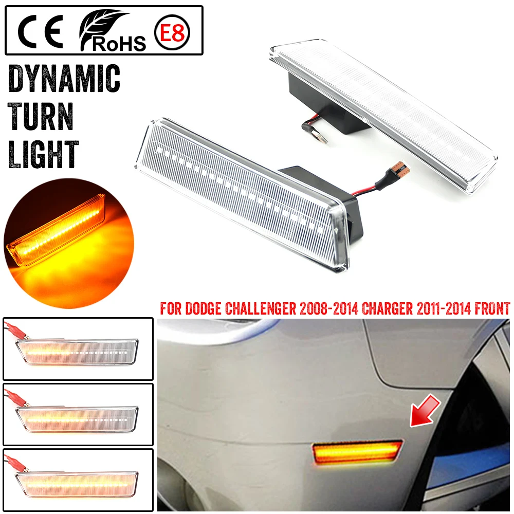 

Dynamic LED Flashing Turn Signal Side Marker Lamp Car Light For Dodge Charger 2011-2014 For Dodge Challenger 2008-2014