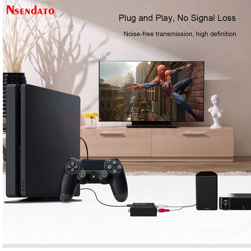 Digital To Analog Audio Converter Adapter Optical Fiber Toslink Coaxial Signal To RCA R/L Audio Decoder for TV Box