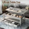 Coffee Table, Lift Top Coffee Table with Drawers and Hidden Compartment, Living Room Table with Wooden Lift Tabletop 4