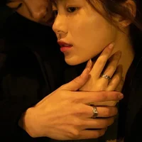 2pcs/pack Vintage Angel Wing Demon Eye Hip Hop Adjustable Couples Rings for Men Women Retro Silver Color Jewelry New 2