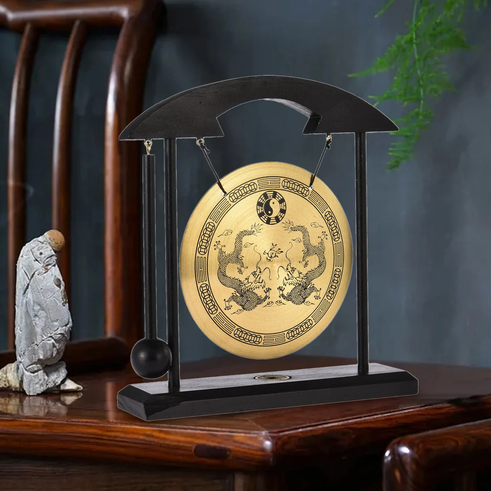 Zen Art Brass Feng Shui Desktop Gong Dragon Gong Brass Feng Shui Buddha Decor Desktop For Living Room Decoration