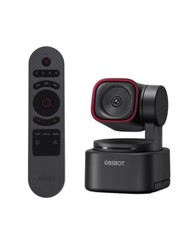 OBSBOT Tiny 3 Lite AI Spatial Audio 4K Webcam & Remote-AI Tracking PTZ Camera with 1/2" CMOS, Tri-Mic, Voice Control,120FPS 1