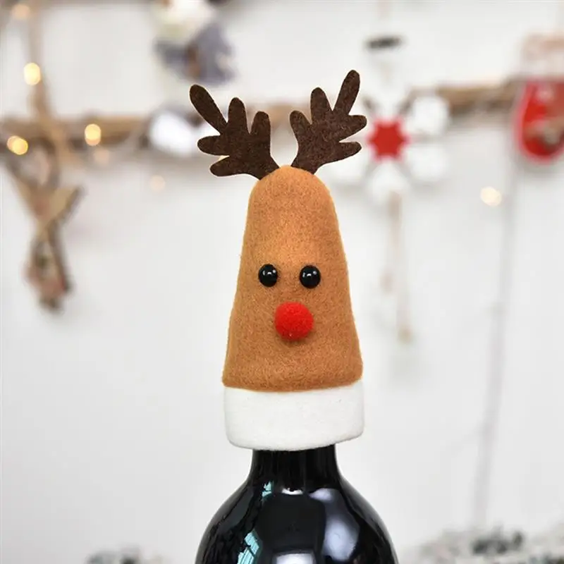 10pcs Christmas Elk Wine Bottle Hats knife and fork set Christmas cutlery decoration Wine bottle