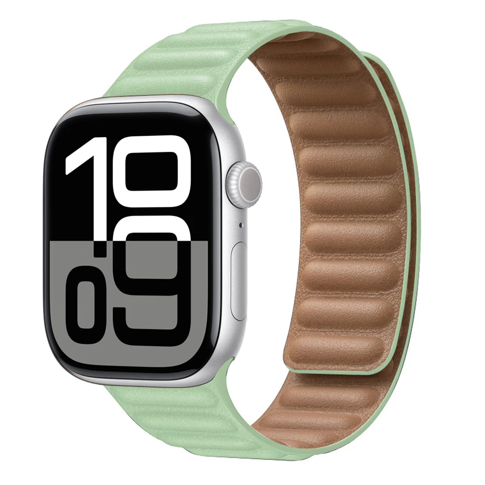 Premium Leather Magnetic Loop Watch Band Strap - Elegant Bracelet Design