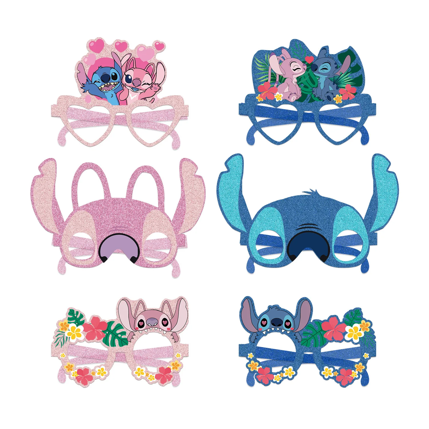 

12pcs/set Original Disney Lilo & Stitch Series Paper Mask Cosplay Toys Glasses Decorate Children Birthday Partys Supplies Gifts