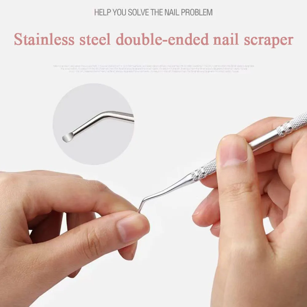 Professional Nail Dirt Remover Stainless Steel Cleaning Stick Dual End Ingrown Toe Nail Correction Files Cleaning Tool