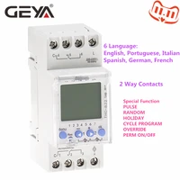 GEYA-temporizador programable THC-822, interruptor de temporizador Digital con batería, 2 canales de cambio, 16A, 220V, 110V